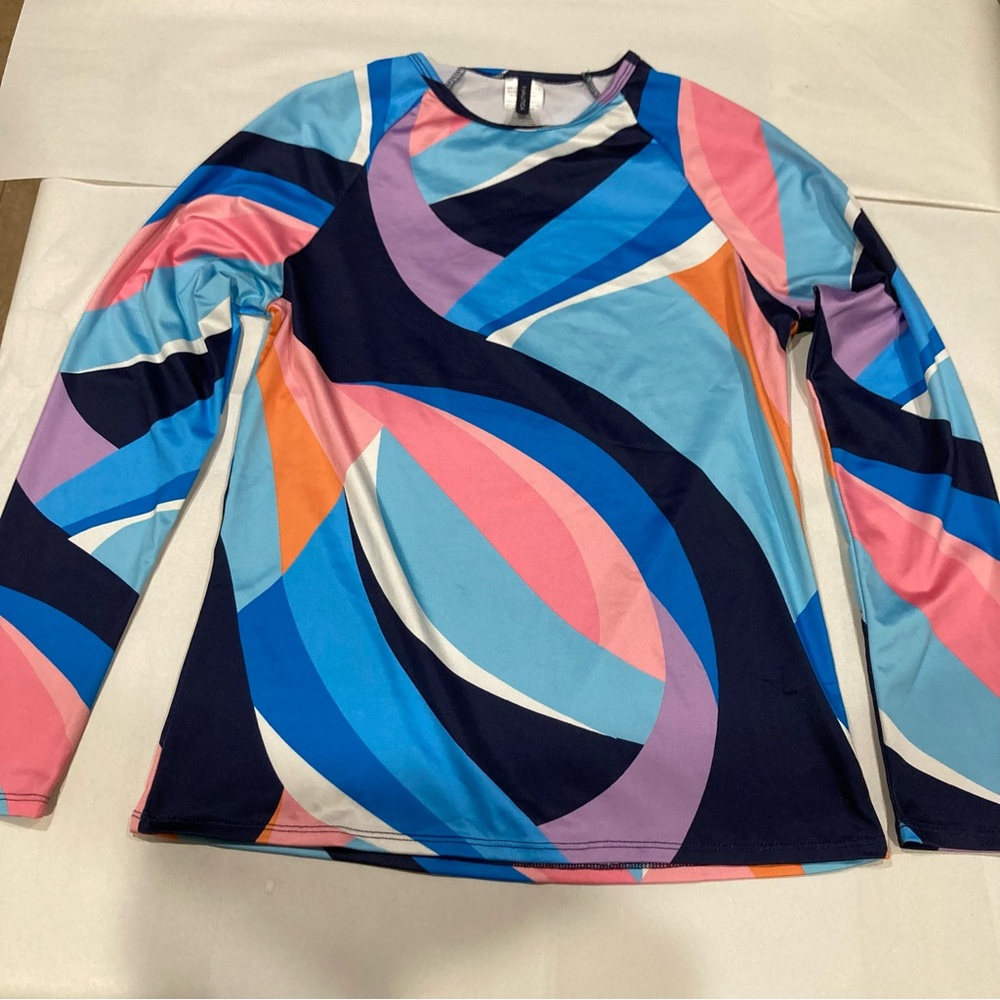 Nautica Women’s Multicolor Rashguard Long Sleeve Top Size S/CH/P